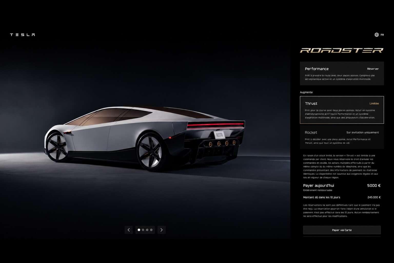 Tesla Roadster Konfigurator